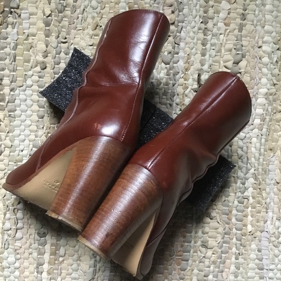 Barneys New York Stacked Leather Ankle Boots - Picture 4 of 8